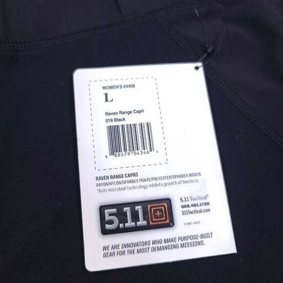 5.11 Tactical Pants Women’s Large Black Raven Range Capri Skinny Stretch - Picture 5 of 7